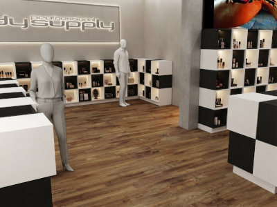 render grafico allestimento negozio